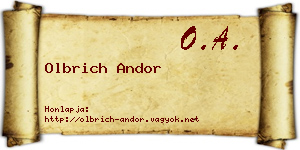 Olbrich Andor névjegykártya